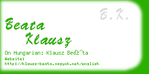 beata klausz business card